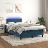 vidaXL Krevet box spring s madracem LED tamnoplavi 120x200 cm baršun Cijene
