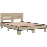  Okvir za krevet boja hrasta 135x190cm konstruirano drvo i metal | shoptok.hr