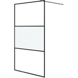 Pregrada za tuš crna 115 x 195 cm s napola mutnim staklom ESG | Eponuda.ba