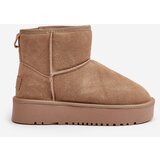 Boto Women's Suede Snow Boots on Platform Above Ankle Beige Rianaella | Shoptok.si