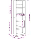 vidaXL Regal za knjige boja starog drva 60x30x189 cm konstruirano drvo | shoptok.hr