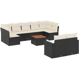  10-dijelni set vrtnih sofa s jastucima crni od poliratana Crna | shoptok.hr