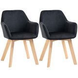 Nesta Kuhinjska stola 2 kosa, ergonomska z naslonjali za roke, poliester in les, črna, 54x57x80 cm, nosilnost 120 kg, (5000493898) | Shoptok.si