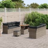 vidaXL 9-dijelni vrtni set sofe s jastucima siva poli ratan akacija | shoptok.hr