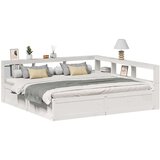  Knjižna postelja brez vzmetnice bela 200x200 cm trdna borovina | Shoptok.si