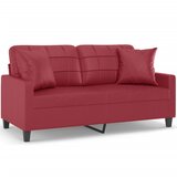 Maison Chic kavč - Sofa - Kanape dvosed z okrasnimi blazinami vinsko rdeč 140 cm um. usnje, (21727625) | Shoptok.si