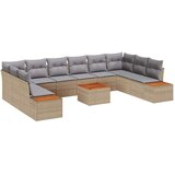 vidaXL 11-dijelni set garažne sofe s jastučićima bež poli ratan akacija | shoptok.hr