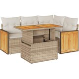  5-dijelni set vrtnih sofa s jastucima poliratan i bagrem bež | shoptok.hr