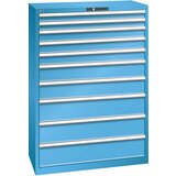 LISTA Predalnik z 10 predali, ŠxGxV 1023 x 725 x 1450 mm, svetlo moder | Shoptok.si