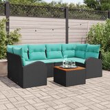  Sjedeća garnitura za vrt 7 kom. Crna i Tirkizna poliratan 234 x 124 x 69 cm | shoptok.hr