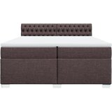  Krevet s oprugama i madracem tamnosmeđi 200x200 cm od tkanine | shoptok.hr