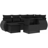 Maison Chic Seti vrtnega pohištva - Vrtna garnitura - Vrtni pohištvo set 7-delna z blazinami črn poli ratan, (21803008) | Shoptok.si