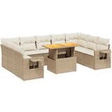 Maison Chic Seti vrtnega pohištva - Vrtna garnitura - Vrtni pohištvo set 10-delna z blazinami bež poli ratan, (21821650) | Shoptok.si