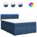 vidaXL Box spring postelja z vzmetnico modra 140x200 cm blago, (21307755) | Shoptok.si