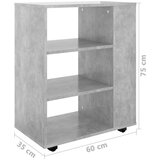 Ormarić s kotačima siva boja betona 60 x 35 x 75 cm od iverice | shoptok.hr
