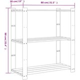  Stalak za pohranu s 3 razine smeđi 80x38x90 cm masivna borovina | shoptok.hr