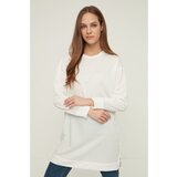 Trendyol Ecru Crew Neck Slit Detailed Basic Knitted Sweatshirt | Shoptok.si