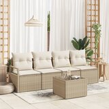 vidaXL 5-delni vrtni sofa set s blazinami bež poly ratan | Shoptok.si