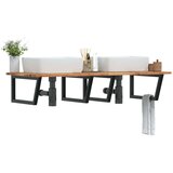  Zidna polica za Lavabo - Umivaonik od čelika i masivnog bagremovog drva - tamno smeđa i crna 140 x 60 x 2 cm 1 Trapez | shoptok.hr