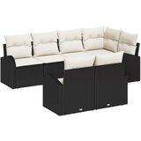 vidaXL 7-delni Vrtni Kavč Komplet z Blazinami Črn Poli Ratan, (22094174) | Shoptok.si