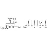 Bourns Mreža otpornika, SIP-10, 10kΩ, 0,3W, ±2%, 5 otpornika, 4610X-102-103LF povezani otpori 10 kΩ THT SIP-10 0.3 W 1 St. Cijene
