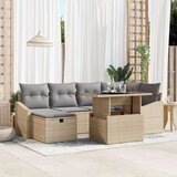  7-delni set vrtne sedežne garniture z blazinami Bež poli ratan, (22092108) | Shoptok.si