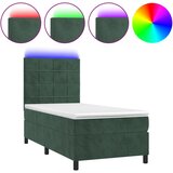 Maison Chic Box spring postelja - Vzmetna postelja z vzmetnico LED tem. zelena 80x200 cm žamet SL15370, (21901888) Cene