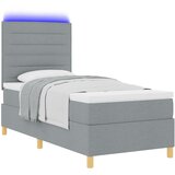 vidaXL Krevet s kutijom s madracem i LED svjetlom svjetlosive boje 80x200 cm od tkanine | shoptok.hr
