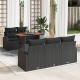 vidaXL set od 6 komada vrtne blagovaonice s jastučićima crni poli rattan akacija Cijene