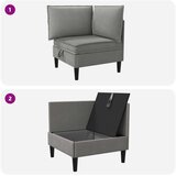  Kauč u kutu s ladicom Tamnosiva Baršun - Tamnosiva Kutna sofa | shoptok.hr