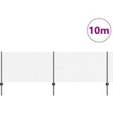  Ograda od lančanika sa 10 U postova siva 0.8x10 m čelik | shoptok.hr