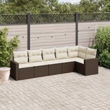  6-dijelni set vrtnih sofa od poliratana s jastucima smeđi | shoptok.hr
