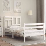vidaXL Okvir kreveta s uzglavljem bijeli 90 x 200 cm od masivnog drva Cijene