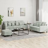  3-dijelni set sofa s jastucima svjetlosivi baršunasti | shoptok.hr