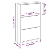 Ormarić za cipele 3 razine s ogledalom hrast 63 x 17 x 102,5 cm | Eponuda.ba
