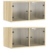  Zidni ormarići staklena vrata 2 kom boja hrasta 68,5x37x35 cm | shoptok.hr