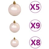  Umjetno božićno drvce LED sa setom kuglica crno 180 cm PVC | shoptok.hr