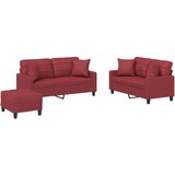  3-dijelni set sofa s jastucima boja vina od umjetne kože | shoptok.hr