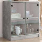 vidaXL Bočni ormarić sa staklenim vratima boja betona 68x37x75 5 cm | shoptok.hr