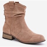 EVENTO Insulated ankle boots with pleats on a low heel beige Elletinnia | Eponuda.ba