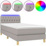 Box spring postelja z vzmetnico LED svetlo siva 90x200 cm blago, (20724382) | Shoptok.si