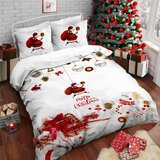 XMAS OBOJESTRANSKA POSTELJNINA Christmas Collection 140/200 cm saten rdeča, bela | Shoptok.si