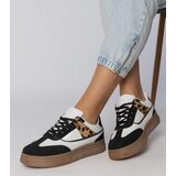 Gemre White and black sneakers with leopard print detail Meril | Shoptok.si