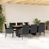  9-dijelni vrtni blagovaonski set s jastucima crni od poliratana | shoptok.hr