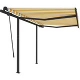  Avtomatska zložljiva tenda s stebrički 3,5x2,5 m rumena in bela, (20728750) | Shoptok.si