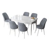 Hanah home set trpezarijski sto i 6 stolica zen white grey | ePonuda.com