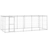  Zunanji pasji boks pocinkano jeklo s streho 12,1 m² - - Srebrna - 59.05 - 550 x 220 x 180 cm - 2025- | Shoptok.si