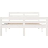  Posteljni okvir bel iz trdnega lesa 135x190 cm 4FT6, (20643086) | Shoptok.si