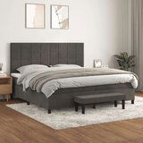  Box spring postelja z vzmetnico temno siva 200x200 cm žamet, (20898536) | Shoptok.si