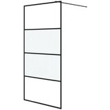 Pregrada za tuš crna 100 x 195 cm s napola mutnim staklom ESG | shoptok.hr